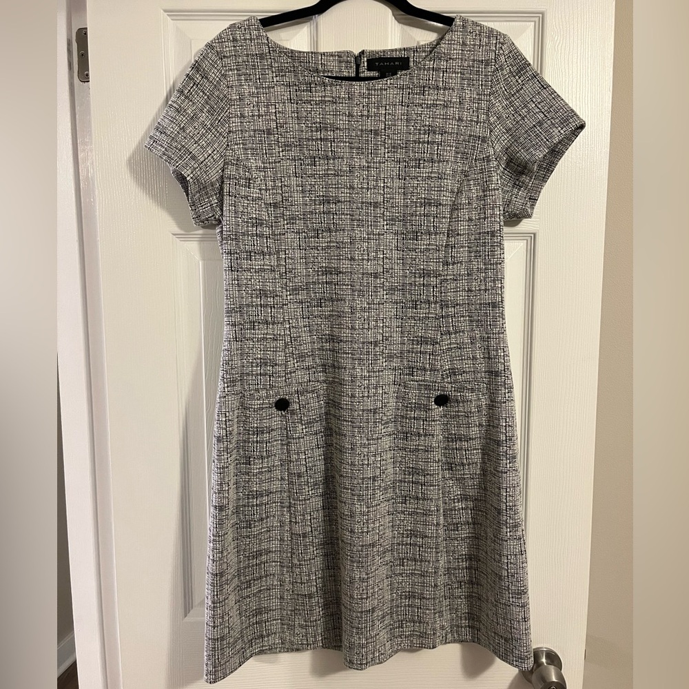 Tahari Black and White Tweed Dress